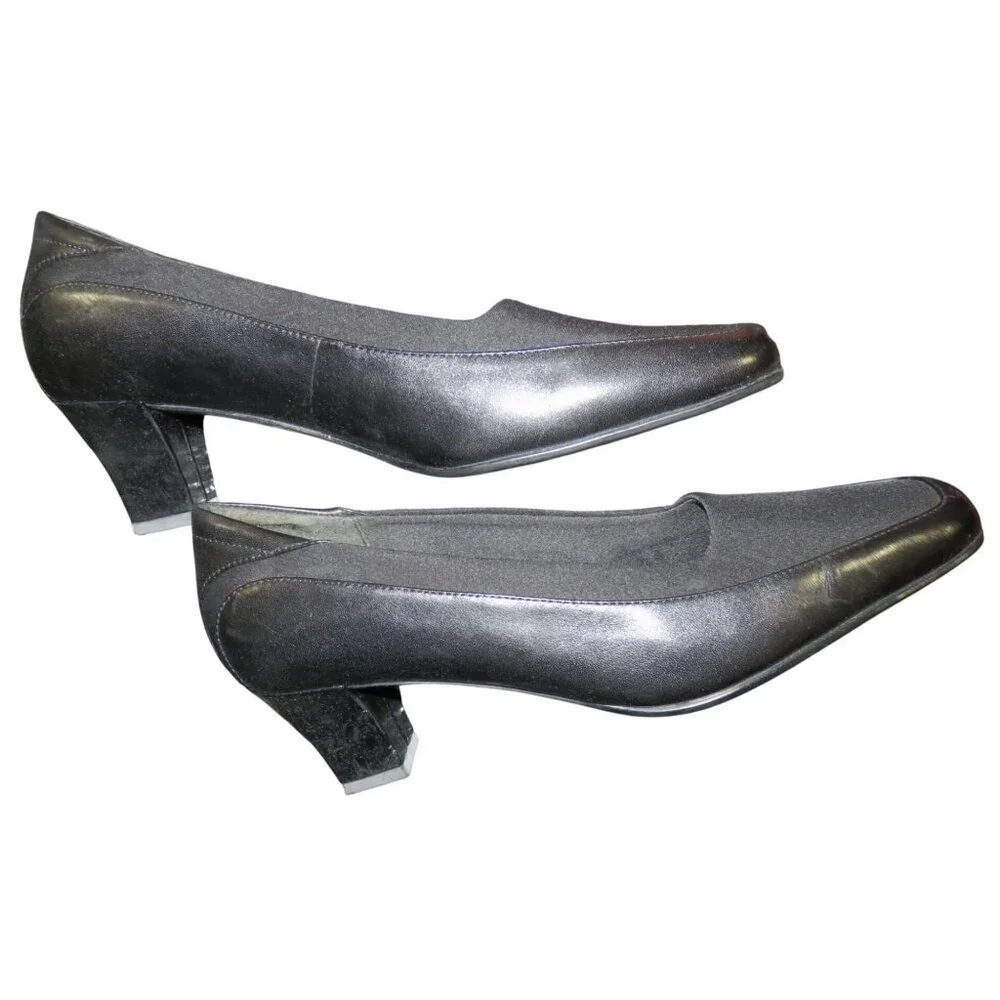 Naturalizer Black Block Heeled Fabric Upper Loafers Comfort footbed technology 7